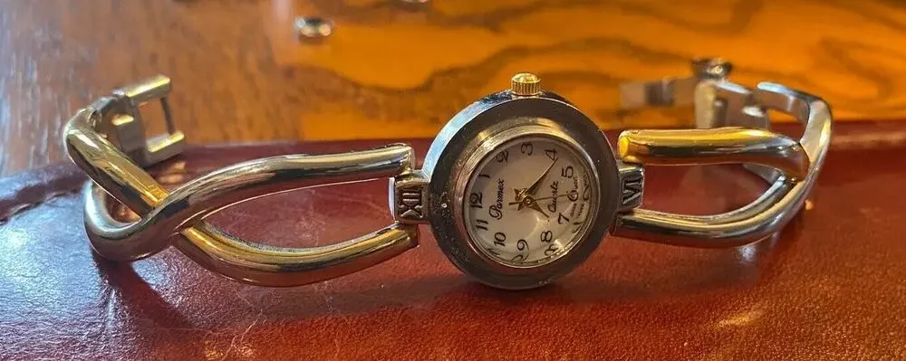 Women's 22mm Two Tone Parmex Watch, MOP Face, Bracelet Band